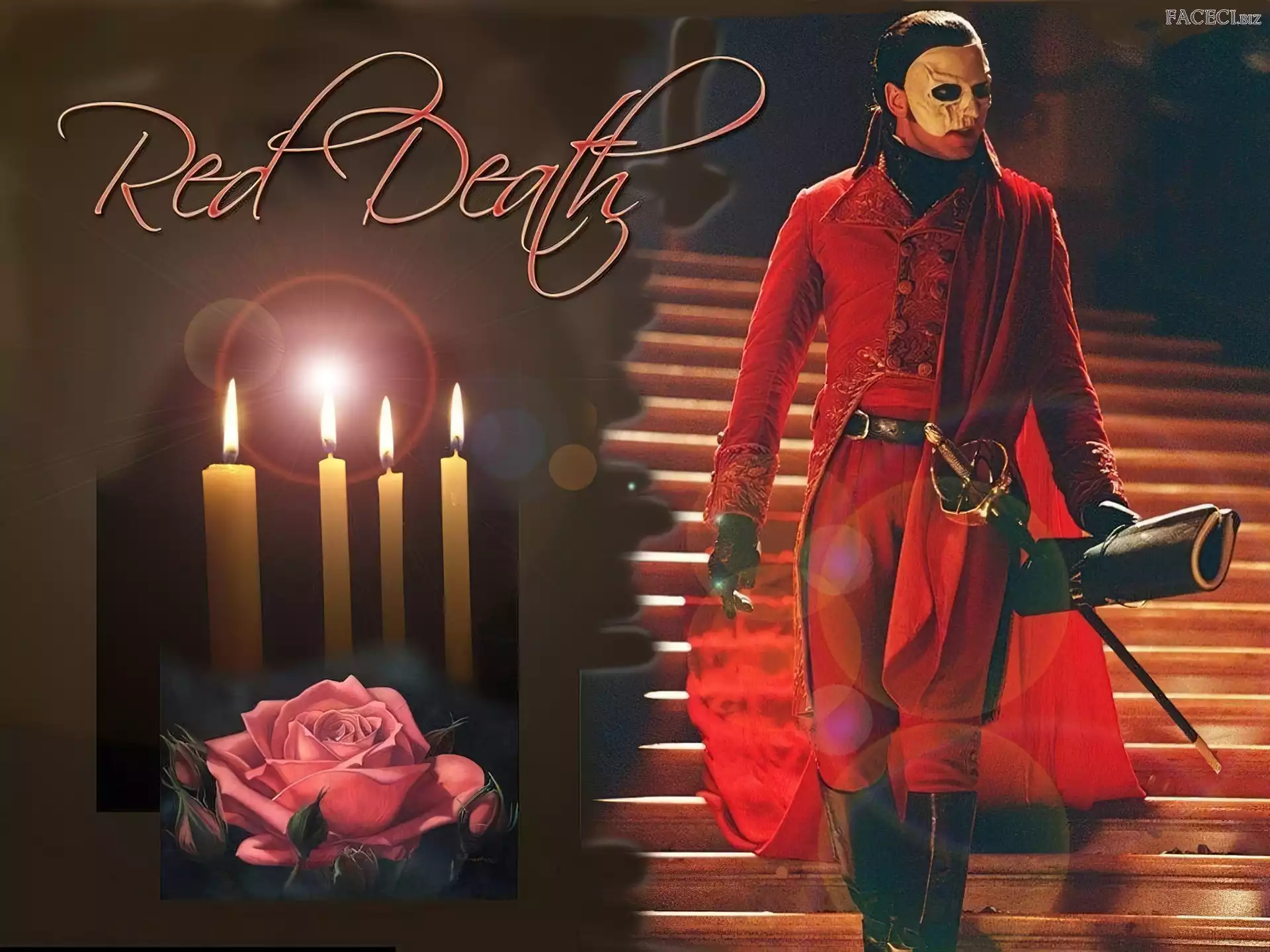 schody, świece, Gerard Butler, Phantom Of The Opera, smoking